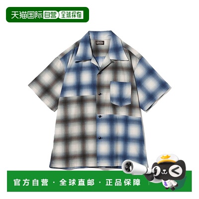 1h可退 日本直邮SUGAR CANE 男士渐变格纹短袖开襟衬衫 110116520