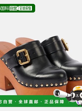 1h可退 香港直邮潮奢 Chloe 蔻依 女士 Jeannette 铆钉皮质木屐
