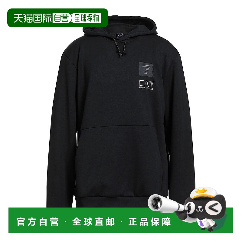 1h可退 香港直邮潮奢 Ea7 男士 连帽卫衣 black黑色 舒适时尚