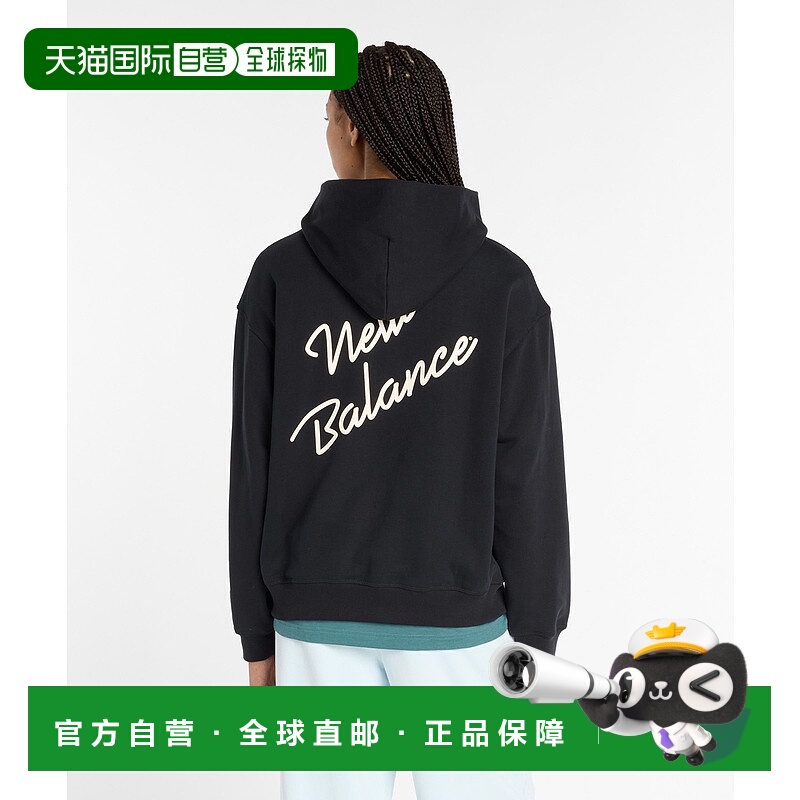 1h可退 日本直邮New balance 女装 宽松连帽衫 胸前笔刷风NB logo