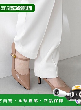 【日本直邮】Menuemenue尖头绑带高跟鞋（灰米色/珐琅）女鞋高帮