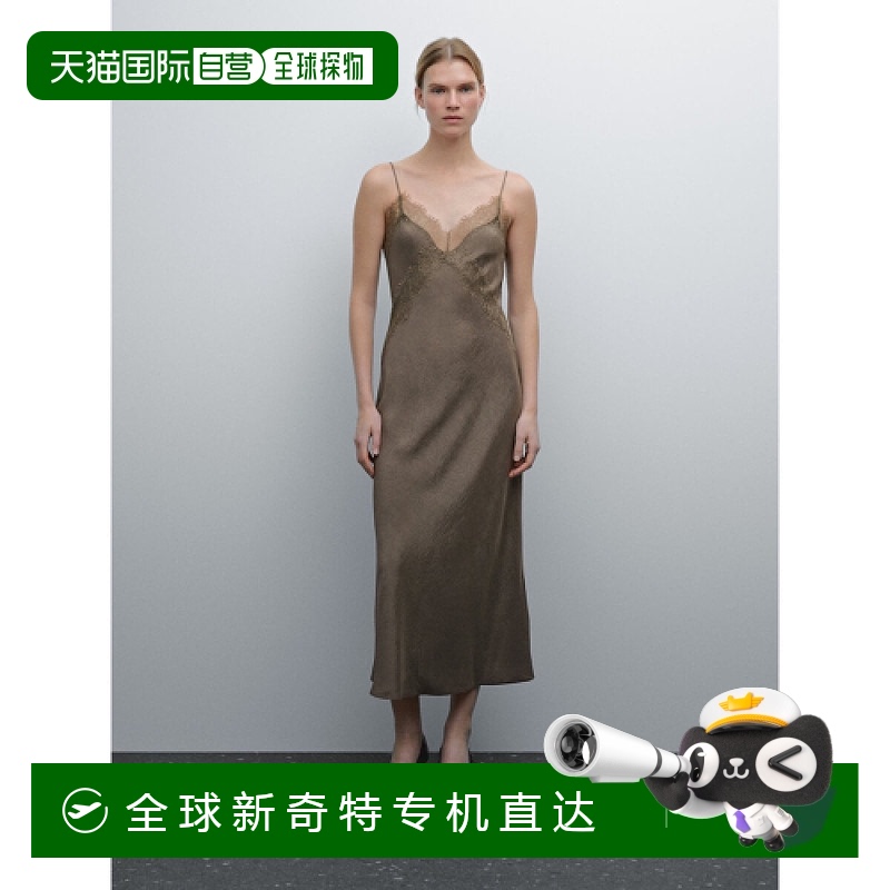 1h可退 韩国直邮massimo dutti  连衣裙新款缎面吊带