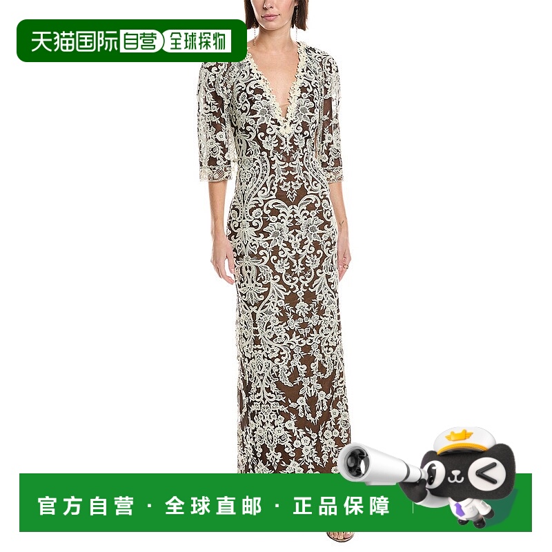 自营Marchesa Notte Soho Embroidered Gown - white 美国奥莱直