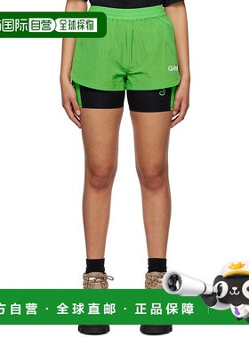 1h可退 香港直邮潮奢 GANNI 甘尼 女士 绿色 Light Tech 运动短裤
