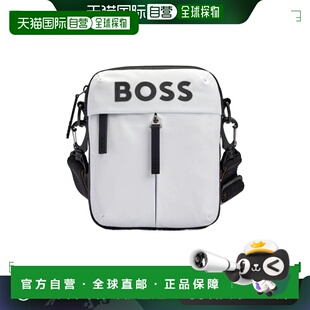 1h可退 香港直邮BOSS 波士 男士 黑色 Faux-Leather Reporter 斜