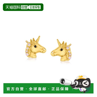 自营Ross-Simons Child\'s 14 克拉黄金粉色和黑色 Cz 口音小独角