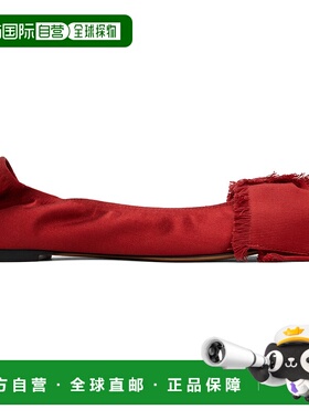 1h可退 香港直邮潮奢 Lanvin 朗雯 女士 红色结饰芭蕾鞋 FWBAMB04