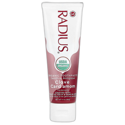 香港直邮RADIUS,有机凝胶牙膏，丁香豆蔻，3 盎司（85 克）清新