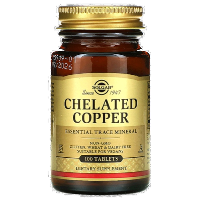 香港直发Solgar螯合铜营养片呵护肌肤100片补充剂