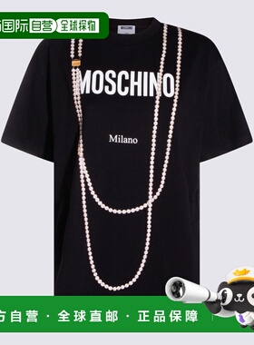 1h可退 香港直邮潮奢 Moschino 莫斯奇诺 女士 黑色棉质T恤 261E0