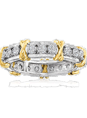 自营Ross-Simons Diamond X Station 14kt 2-Tone Gold 永恒戒指