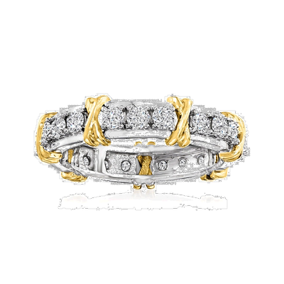 自营Ross-Simons Diamond X Station 14kt 2-Tone Gold 永恒戒指