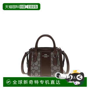 奥莱款 香港直邮COACH 女士织物配皮单肩斜挎手提包蔻驰戴妃包背包
