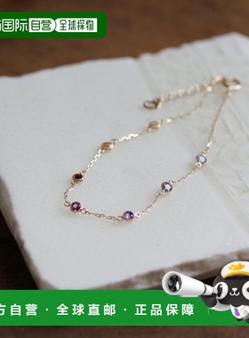 1h可退 日本直邮cui-cui 天然七彩宝石 平面贴合感 手链 K10YG 75
