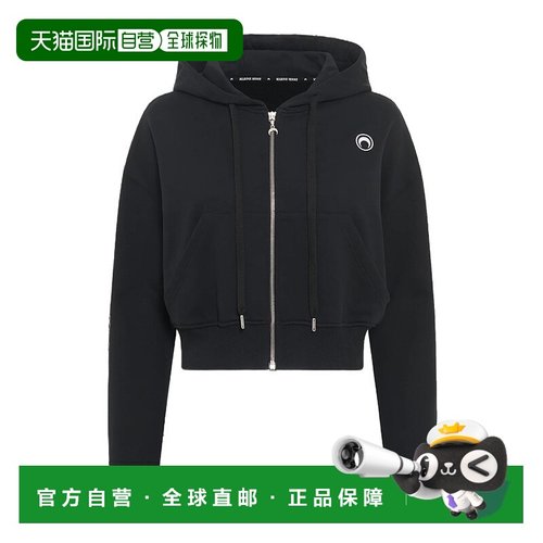 香港直邮Marine Serre 短款拉链连帽毛衣 WST019ACJER0013BK99