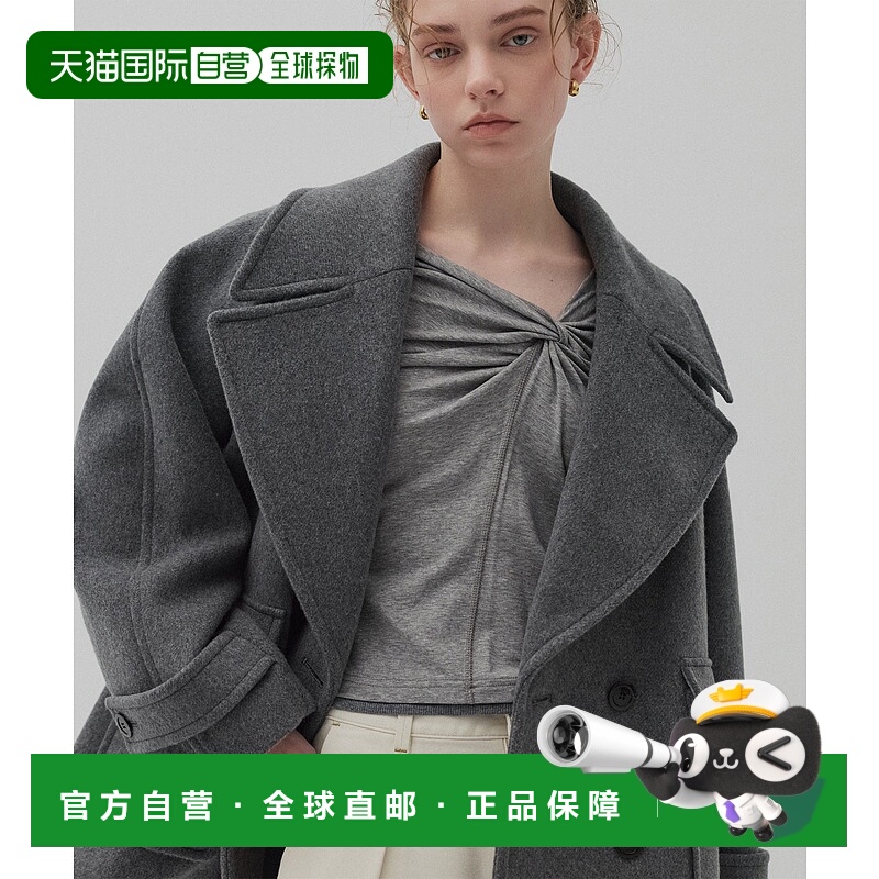 1h可退 日本直邮PUBLIC TOKYO 女士 宽松翻领中长款羊毛外套 轻盈