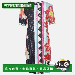 自营Etro Multicolor Floral Print Embroidered Crepe Shift Dre