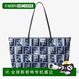 1h可退 FF刺繡藍(lán)色帆布卷筒大號(hào)購(gòu)物袋 2025新品 歐洲直郵FENDI