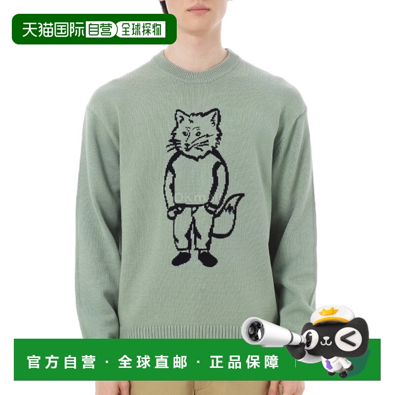 韩国直邮MAISON KITSUNE 狐狸嵌花毛衣(OM00802KT1030-0078) 圆领