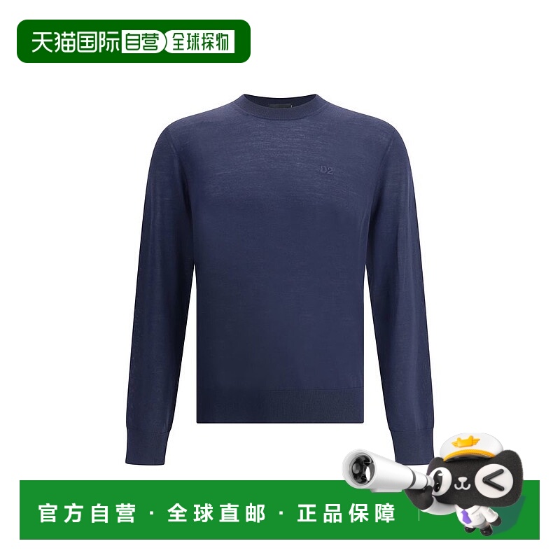 自营 Dsquared2Virgin Wool男式毛衣-蓝色 美国奥莱直发羊毛开衫