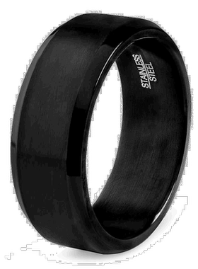 自营 Crucible Los Angeles 男士不锈钢拉丝和抛光戒指 黑色 美国