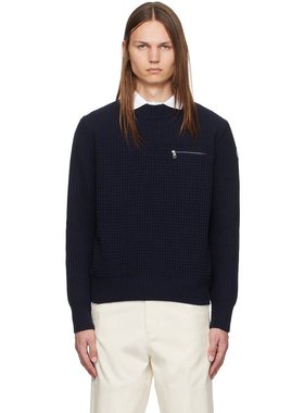 潮奢 Moncler 盟可睐 男士 海军蓝毛衣 J20919C00007M4281