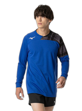 日本直邮MIZUNO 比赛衬衫长袖排球男女通用排球比赛服男式 V2MAB1