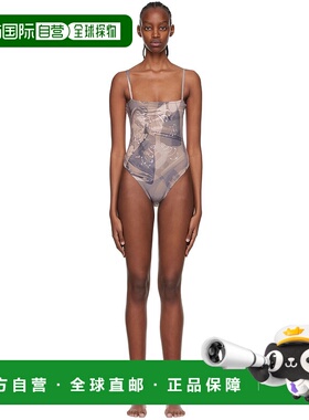 1h可退 香港直邮潮奢 ELLISS 女士 灰褐色涤纶连体泳衣 FLOWERDOO