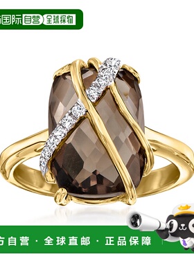 自营ross-simons罗斯-西蒙斯烟晶和。 18 克拉金镀在纯银上白色锆