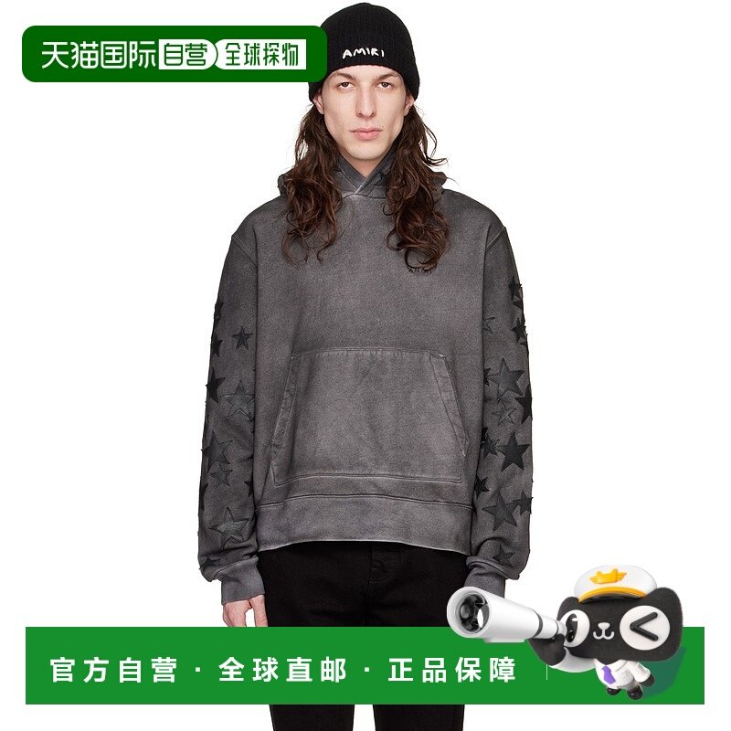 1h可退 香港直邮AMIRI 男士 黑色 Pigment Spray Star 连帽衫 PS2