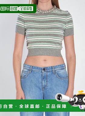 1h可退 香港直邮潮奢 Self-Portrait 女士 条纹短款T恤 PF25050TG