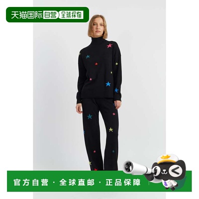 自营chinti & parkerBlack Wool-Cashmere Star Wide-Leg Track P