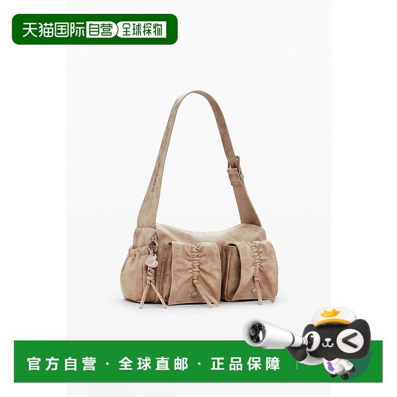 1h可退 日本直邮Desigual 德诗高 女士 皮革风格 绒带手提包 M 25