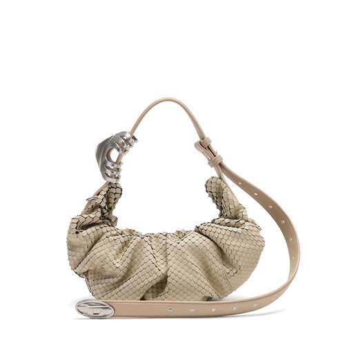 自营dieselTextured Ruched Beige Handbag - neutrals 美国奥莱