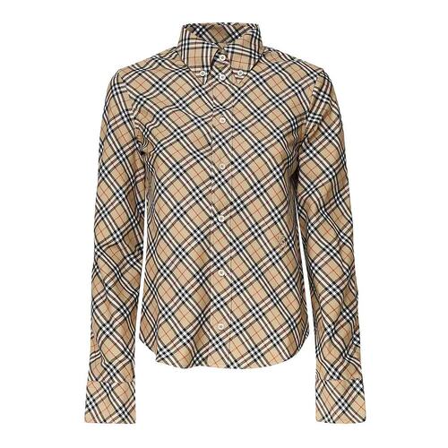 BURBERRY 女士衬衫 8098252 AW2024 黑色 Checkered Cotton Shirt