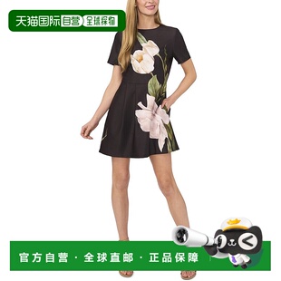 黑色 Baker前襟褶皱迷你连衣裙 美国奥莱直发 Ted 自营