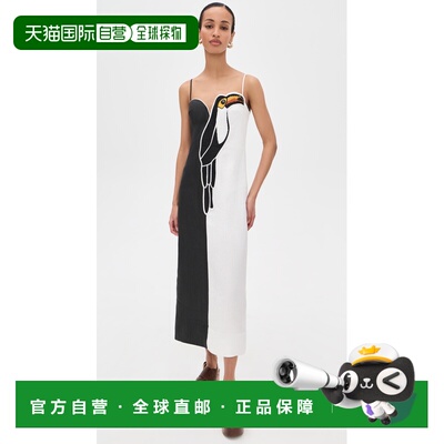 香港直邮FARM RIO 女士 Toucan 黑白刺绣吊带袖连衣裙