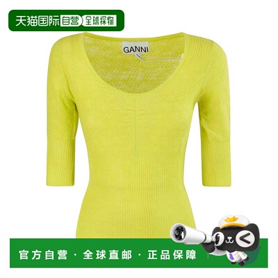 1h可退 香港直邮GANNI 甘尼 女士 圆领针织衫 K1957 yellow黄色