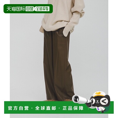 1h可退 日本直邮LAATO 女装 合成皮革 休闲宽松直筒裤 侧边撞色缝
