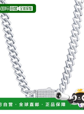 自营 simona纯银 9 毫米摩纳哥链带微密镶 CZ 锁 - 银 - 22 英寸