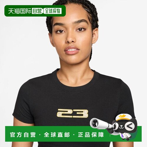 日本直邮Jordan  Realtree 数字Logo徽标贴片圆领修身短款短袖 T