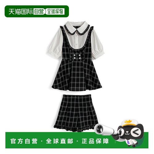 日本直邮日潮 GRL 格纹叠穿风上衣×荷叶边裤子套装 za009a半身裙