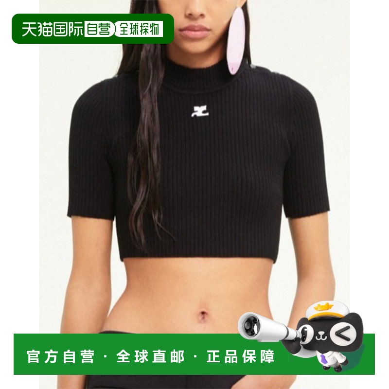 1h可退 香港直邮潮奢 Courreges 女士 罗纹针织短款毛衣 323MPU07