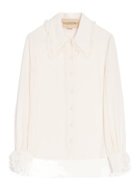 VALENTINO 女士衬衫 BAB7Y821BA03 AW2025 白色 长袖衬衫