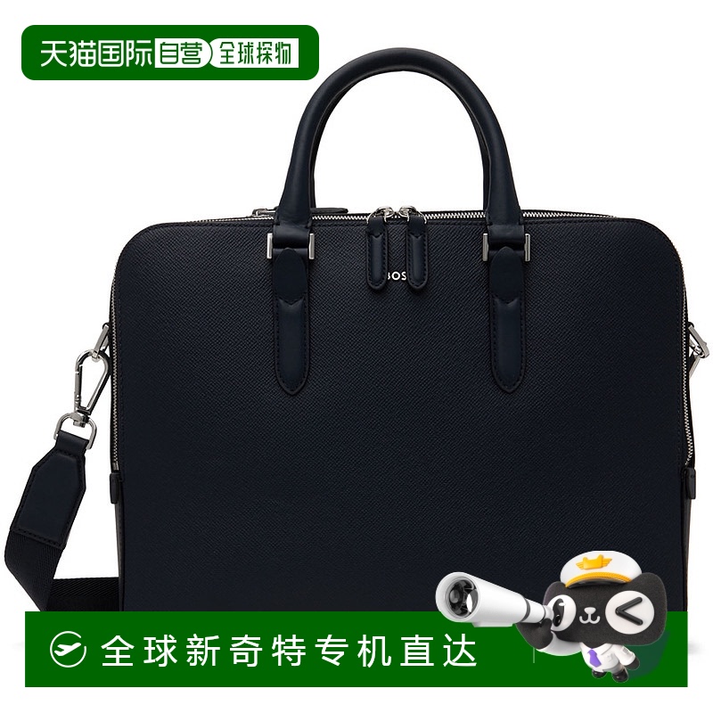 香港直邮潮奢 BOSS 波士 男士 海军蓝 Structured 公文包 5052325