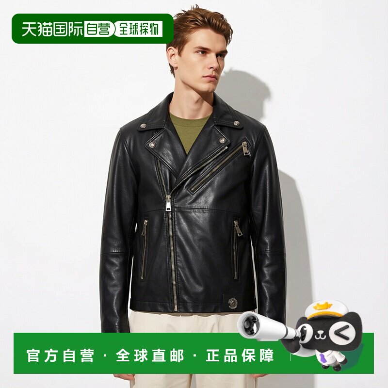1h可退 【美国直邮】versace/范思哲 男士 皮质外套夹克皮衣