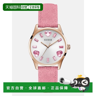 自营 guessPink Hearts Gold-Tone Analog Watch - pink 美国奥莱
