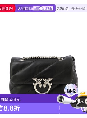 1h可退 香港直邮Pinko 品高 女士 黑色皮革斜挎包 100039A0F2Z99O