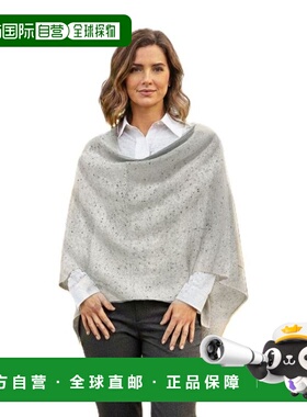 自营in2Cashmere Poncho with Textured Border - speckled lt gr