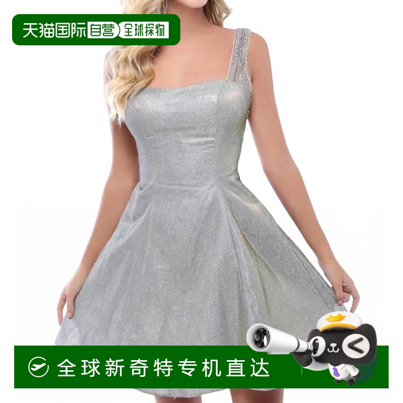 自营 tarik edizHeidi灰色方领短裙-炮铜色 【美国奥莱】直发
